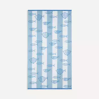 Хлопковое пляжное полотенце Peixes синего цвета Basics El Corte Ingls, синий