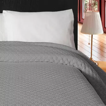 Хлопковое покрывало с жаккардовым узором - Miro Daunex, жемчужно-серый, Piazza e Mezza