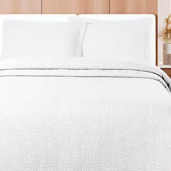 Хлопковое покрывало с жаккардовым узором - Raffaello Daunex, белый, двуспальный