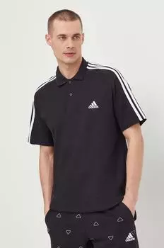 Хлопковое поло adidas, черный