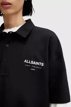 Хлопковое поло AllSaints, черный