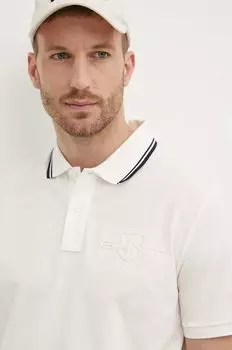 Хлопковое поло Gant, бежевый