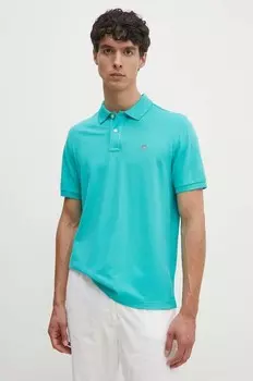 Хлопковое поло Gant, бирюзовый