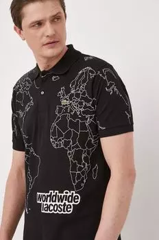 Хлопковое поло Lacoste, черный