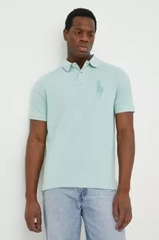 Хлопковое поло Polo Ralph Lauren, бирюзовый