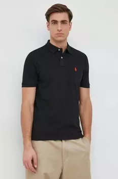 Хлопковое поло Polo Ralph Lauren, черный