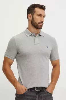 Хлопковое поло Polo Ralph Lauren, серый