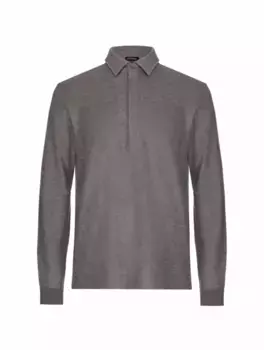 Хлопковое поло с длинными рукавами Zegna, серый