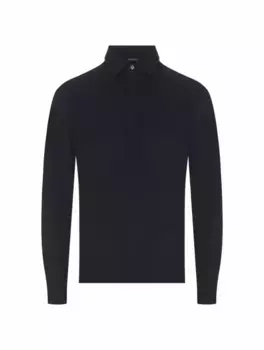 Хлопковое поло с длинными рукавами Zegna, тёмно-синий