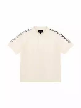 Хлопковое поло с лампасами EMPORIO ARMANI, бежевый