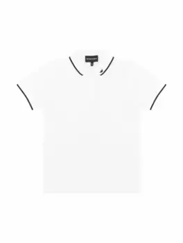 Хлопковое поло с логотипом EMPORIO ARMANI, белый