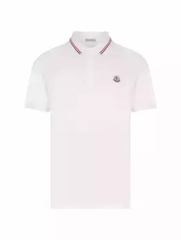Хлопковое поло с логотипом Moncler, белый