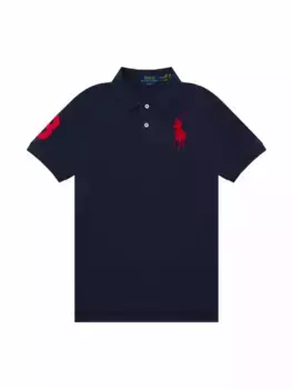 Хлопковое поло с логотипом Ralph Lauren, тёмно-синий