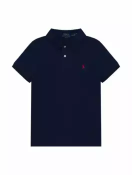Хлопковое поло с логотипом Ralph Lauren, тёмно-синий