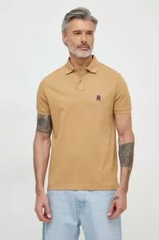 Хлопковое поло Tommy Hilfiger, бежевый
