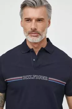Хлопковое поло Tommy Hilfiger, темно-синий