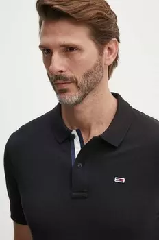 Хлопковое поло Tommy Jeans, черный