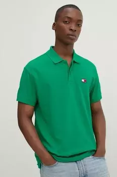 Хлопковое поло Tommy Jeans, зеленый