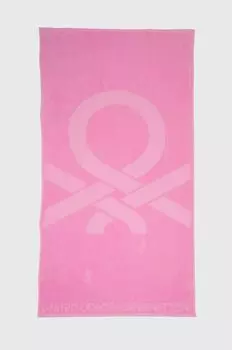 Хлопковое полотенце United Colors of Benetton, розовый