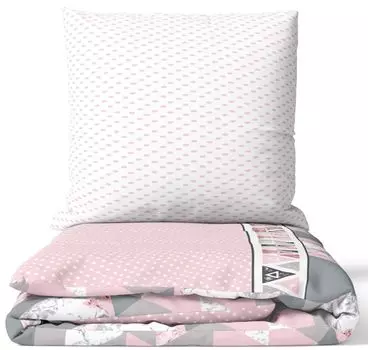 Хлопковое постельное белье 135 х 200 см, розово-серый, ромбовидный мраморный горошек, комплект на молнии, 2 шт leonado vicenti
