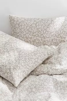 Хлопковое постельное белье для двуспальных кроватей или кроватей king size H&M, бежевый