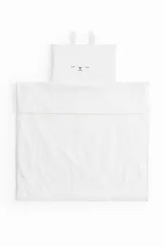Хлопковое постельное белье для односпальной кровати H&M, белый