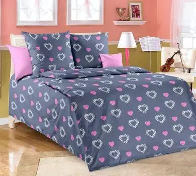 Хлопковое постельное белье Валерия серое 140х200+70х90 Ariatex