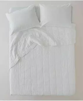 Хлопковое стеганое одеяло - Полный размер/Королева Pact, белый