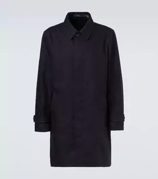 Хлопковое твиловое пальто-каркоат Polo Ralph Lauren, темно-синий