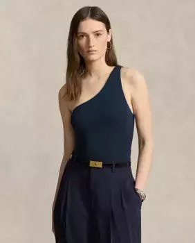 Хлопковое женское боди с одним ремешком Polo Ralph Lauren, темно-синий