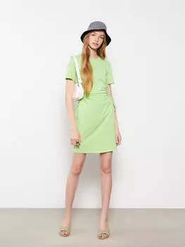 Хлопковое женское платье с круглым вырезом и короткими рукавами Xside