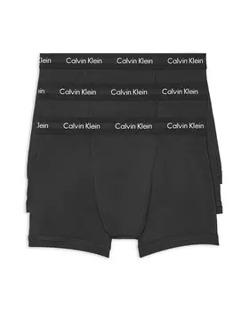 Хлопковые эластичные влагоотводящие трусы-боксеры Calvin Klein, упаковка из 3 шт, черный