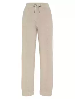 Хлопковые английские спортивные штаны в рубчик Brunello Cucinelli, цвет camel