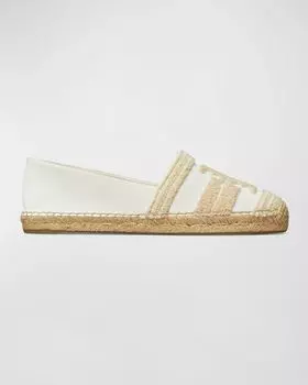 Хлопковые эспадрильи с двойной буквой Т Tory Burch, цвет Natural / Light Alabaster