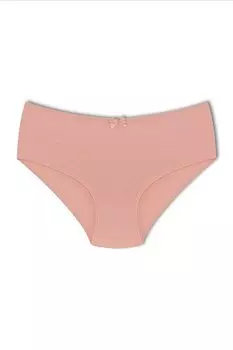 Хлопковые базовые женские трусики больших размеров с высокой талией HNX, персик