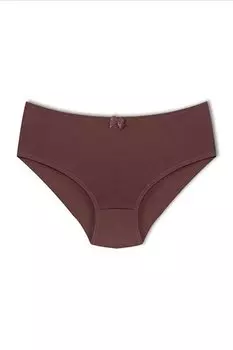 Хлопковые базовые женские трусики больших размеров с высокой талией HNX, темно коричневый