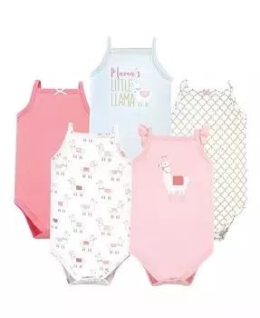 Хлопковые боди без рукавов для маленьких девочек, 5 шт., цвет "банан" Hudson Baby, розовый