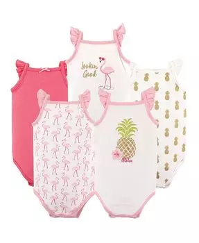 Хлопковые боди без рукавов для новорожденных, 5 шт., Ананас Hudson Baby, белый
