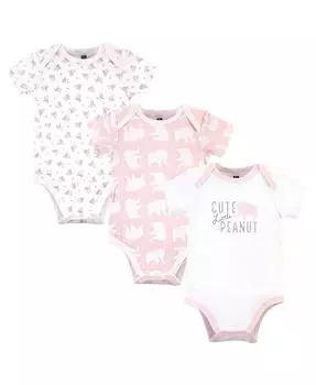 Хлопковые боди для маленьких девочек, 3 шт., Розовый слон Hudson Baby, розовый