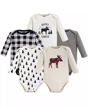 Хлопковые боди с длинными рукавами для маленьких мальчиков, 5 шт., Moose Hudson Baby, зеленый