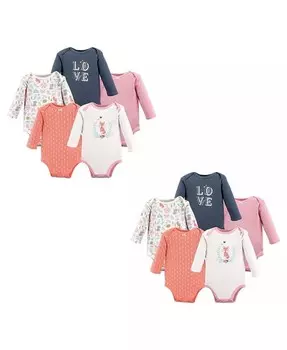 Хлопковые боди с длинными рукавами для маленьких девочек, Woodland Fox, 10 предметов Hudson Baby, белый