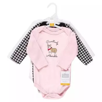 Хлопковые боди с длинными рукавами для маленьких девочек Hudson, набор из 3 штук для девочек и собак Hudson Baby