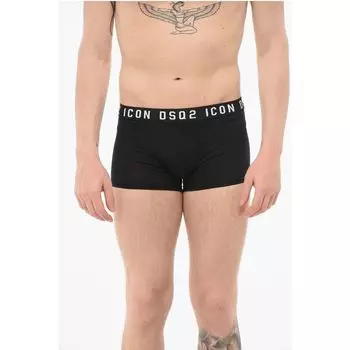 Хлопковые боксеры ICON с логотипом на поясе Dsquared2, черный