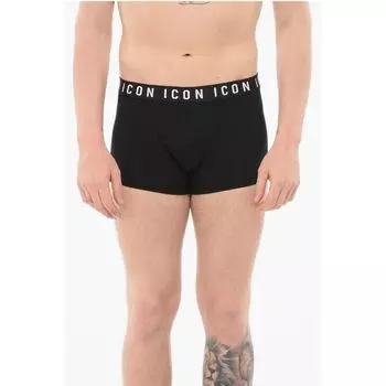 Хлопковые боксеры ICON с логотипом на поясе Dsquared2, черный
