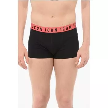 Хлопковые боксеры ICON с логотипом на поясе Dsquared2, черный