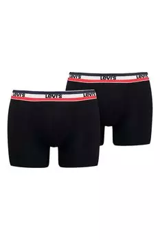 Хлопковые боксеры с логотипом - 2 пары Levi'S, черный