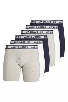 Хлопковые боксеры с логотипом JACSOLID, 6 пар Jack & Jones, серый