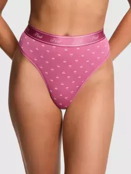 Хлопковые бразильские трусики с логотипом Pink, цвет Midnight Mauve Cherry Print
