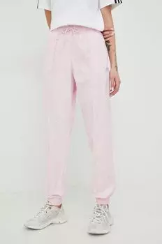 Хлопковые брюки адидас adidas, розовый