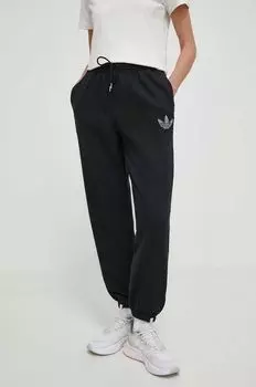 Хлопковые брюки adidas Originals, черный